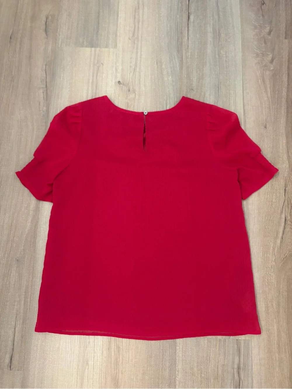 LOFT Women's Red Puff-Sleeve Blouse